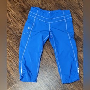 Women's Athleta Dobby Bright Blue Capri Crop Leggings Size Small